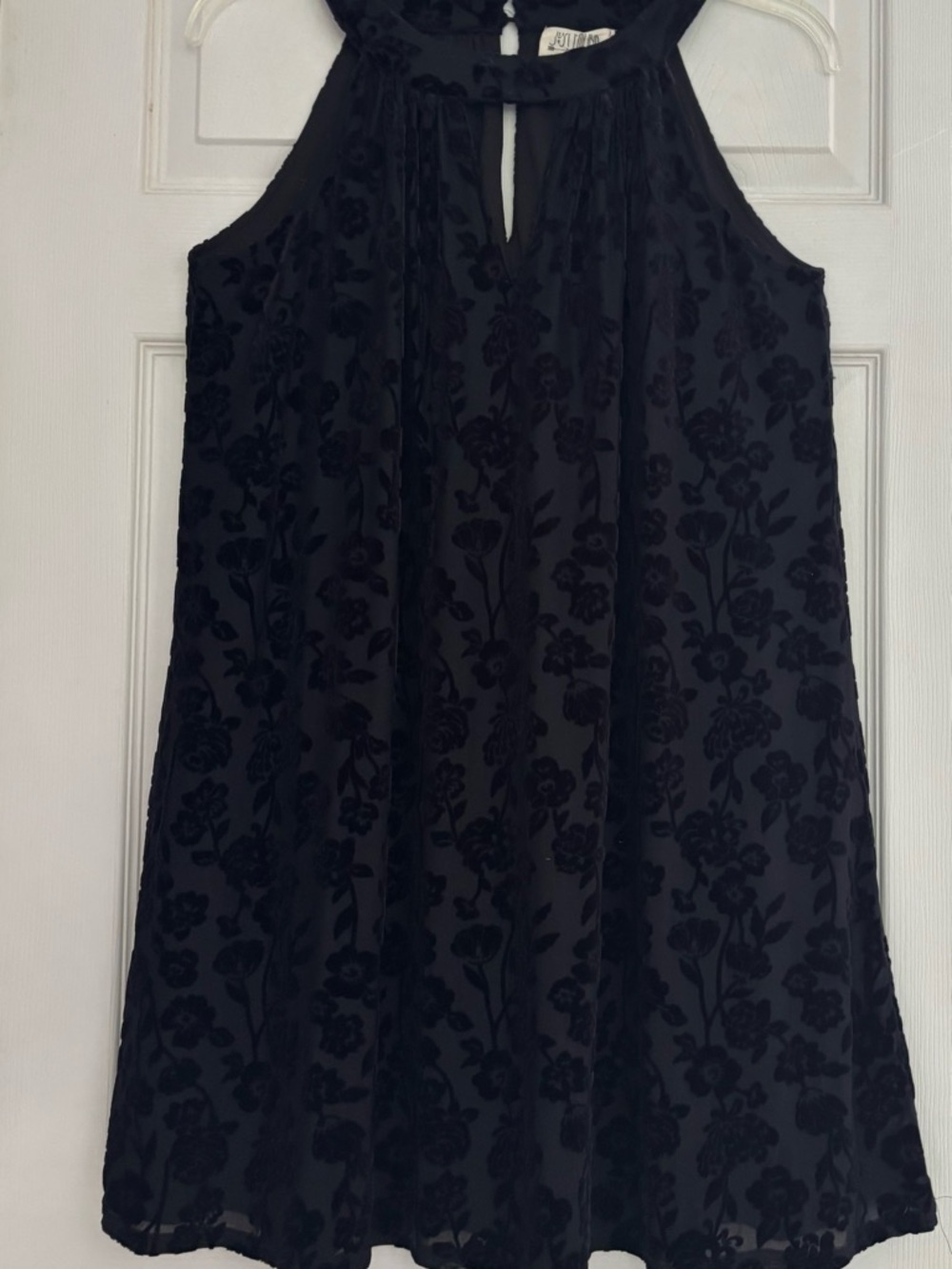 Black Floral Burnout Halter Dress by Just Found 1X